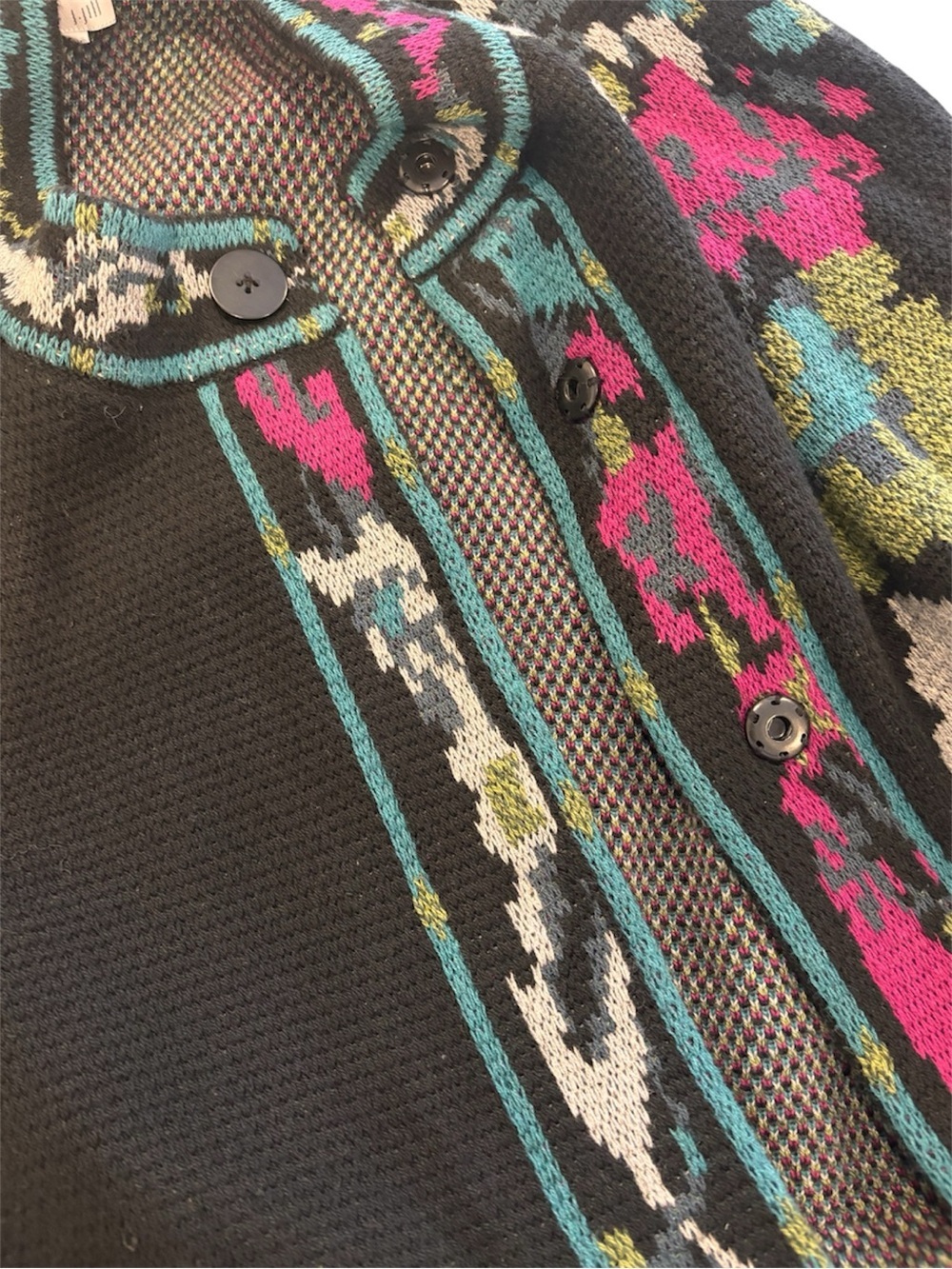 J. Jill Black Floral Long Duster Cardigan Sweater Coatigan Size XL Front Pockets - Picture 6 of 8